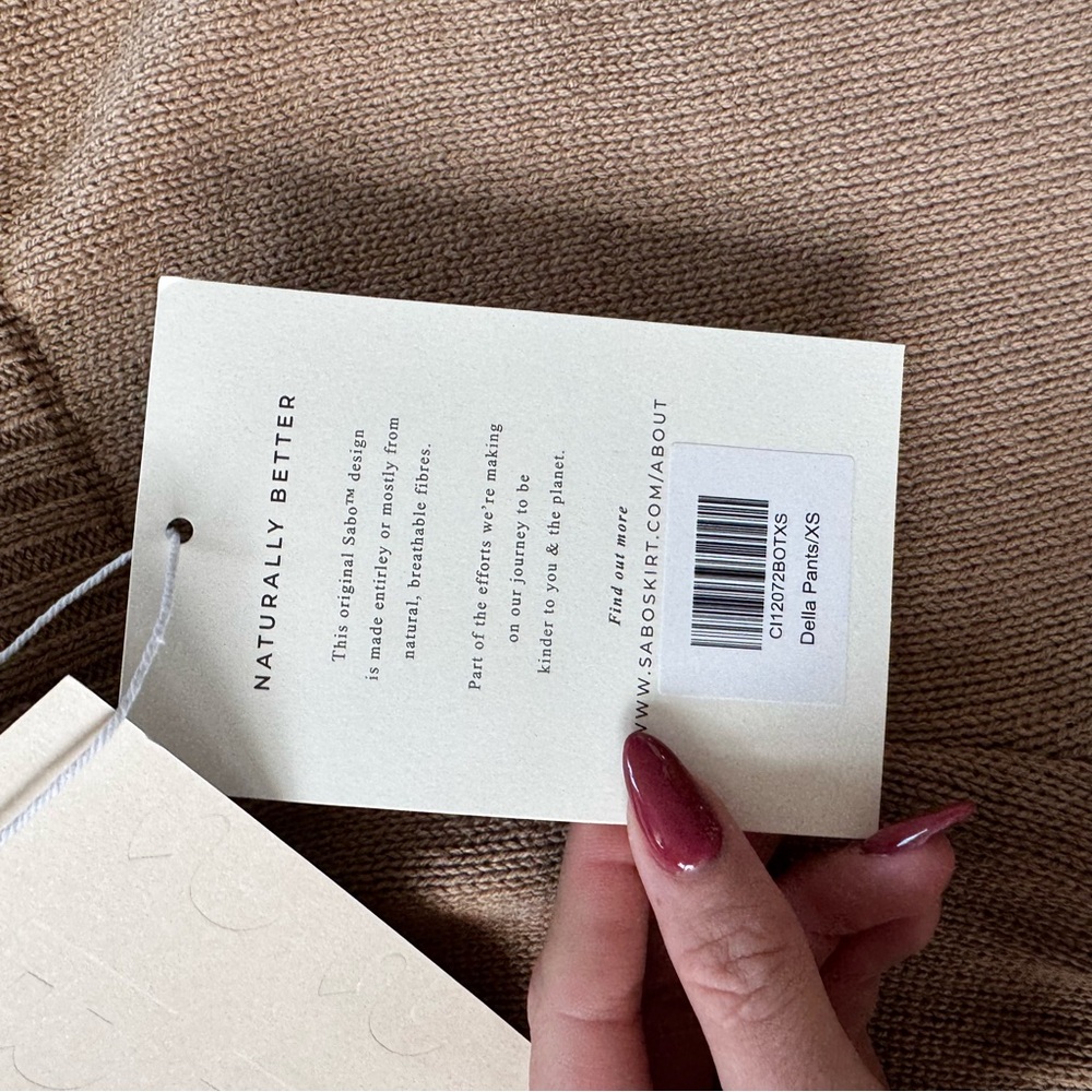 NWT Sabo Tan Cotton Knit Pants - Picture 7 of 10
